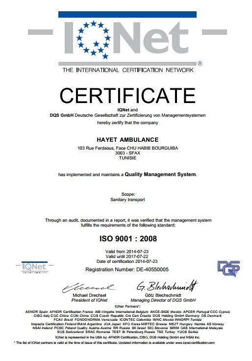 certificats ISO 9001:2008